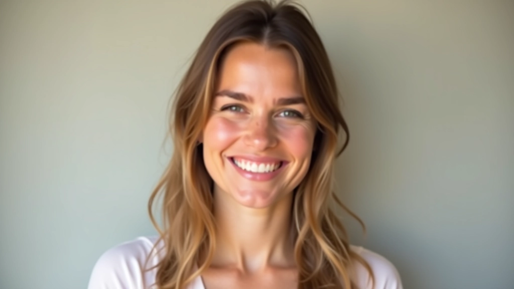 Portrait de parent bienveillant, sourire naturel, arrière-plan simple, éclairage professionnel
